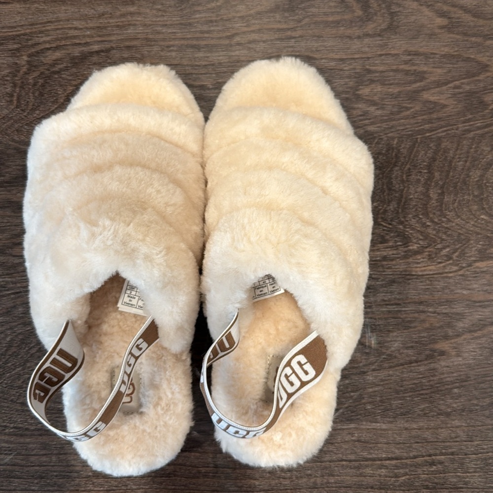UGG Fluffy Tan Slippers